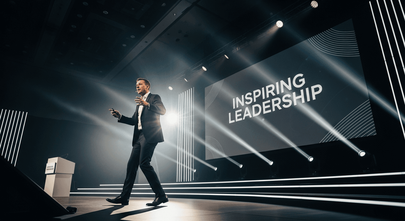 Steve Lowisz under spotlight on stage