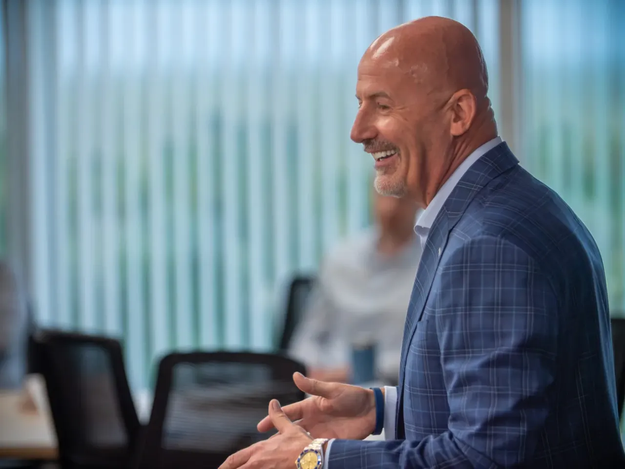 Steve Lowisz smiling during a workshop conversation